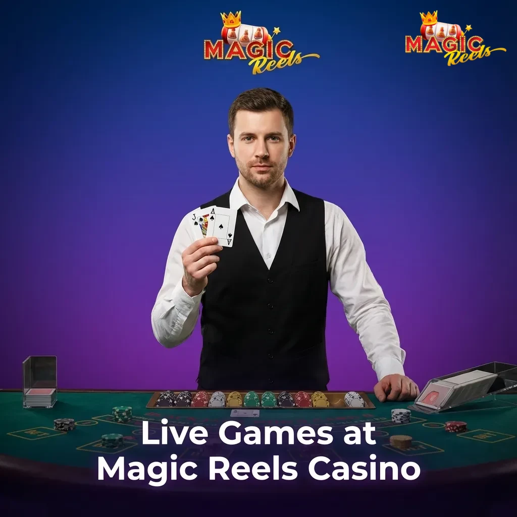 Casino lobby showing live dealer tables for roulette, blackjack, baccarat, poker and game shows from top providers.