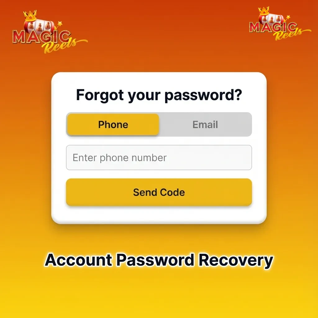 Illustration of password reset steps: forgot link, email or SMS code, setting strong new password, and secure login.