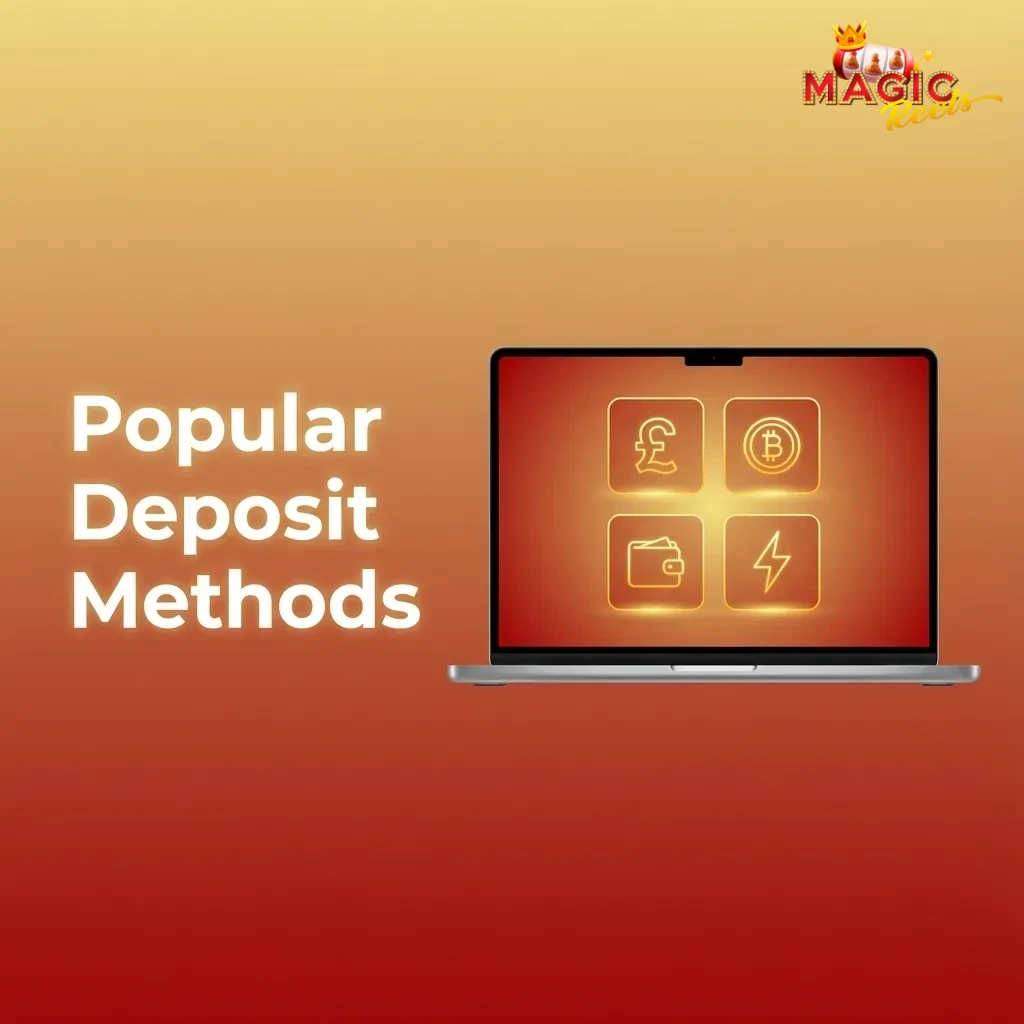 Infographic titled “Popular Deposit Methods” showing Visa, Mastercard, USDT crypto, virtual Visa, and mobile banking icons.