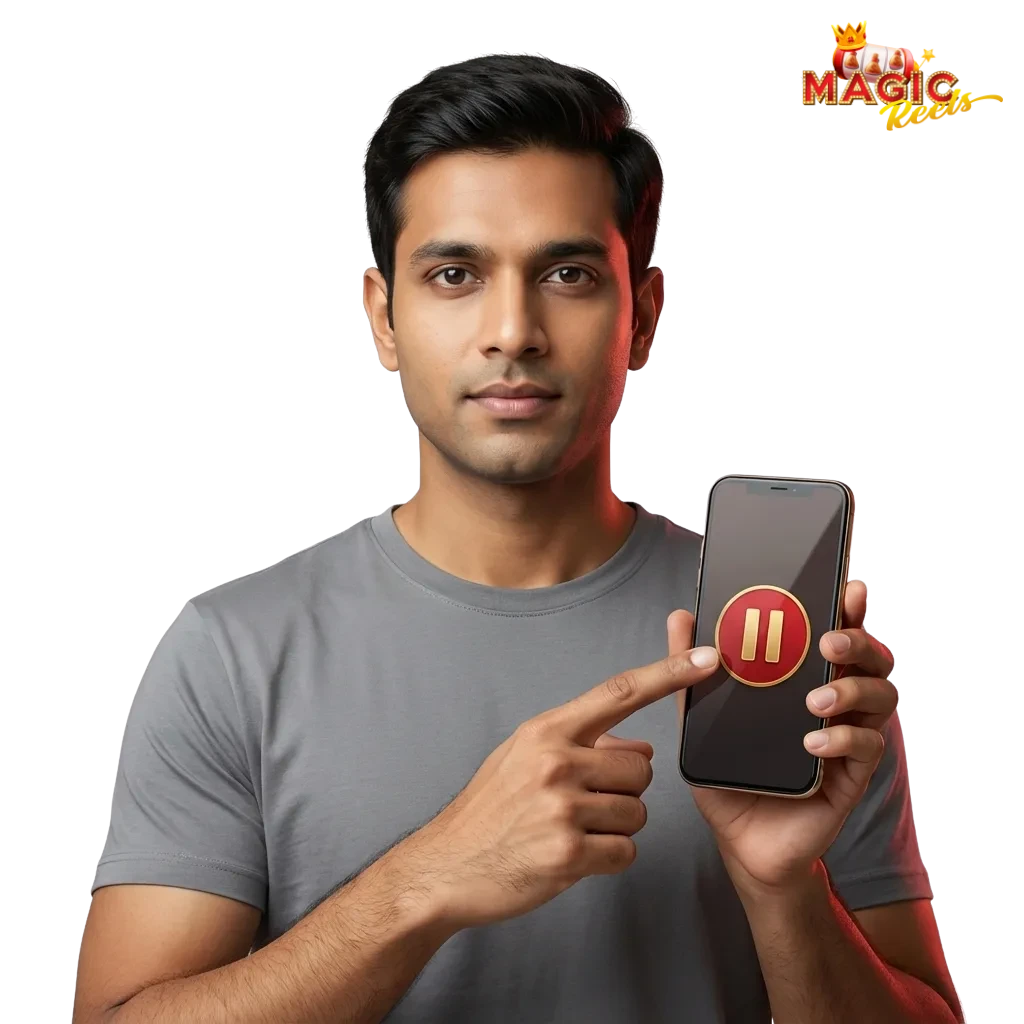 Magic Reels responsible gaming message with safety tools, limits, and support for UK players to gamble safely