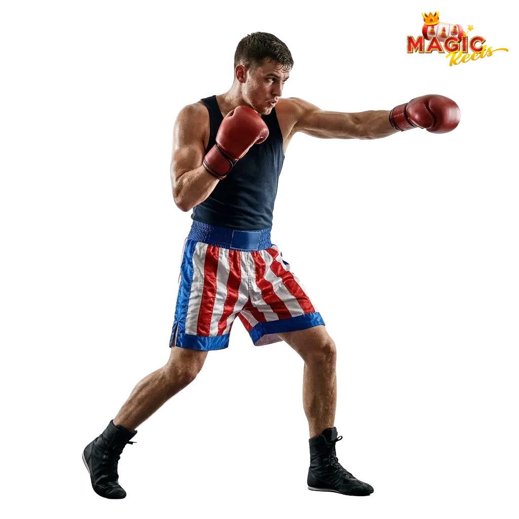 Magic Reels UK sports betting site on laptop and phone, showing casino games, live odds, and payment logos including crypto and cards