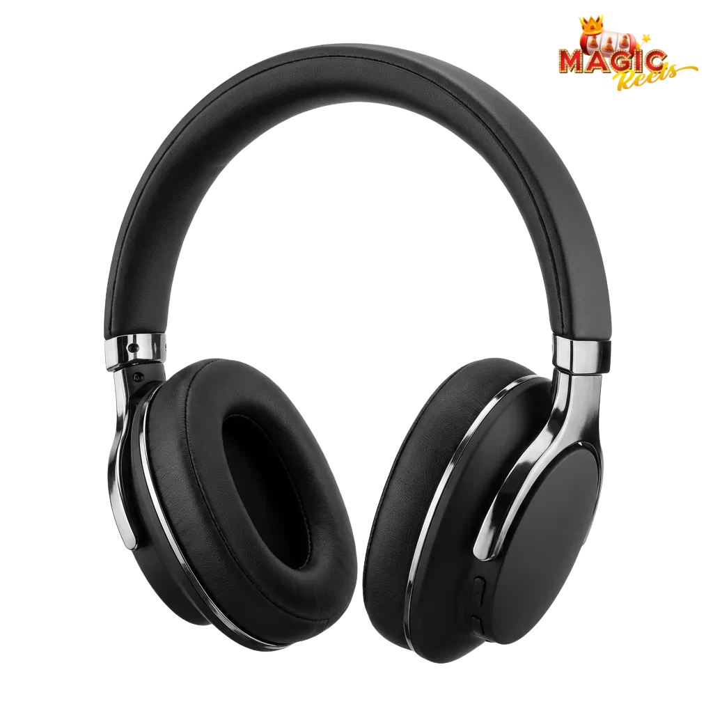 Friendly Magic Reels UK support agent at computer with headset, live chat and contact icons in the background