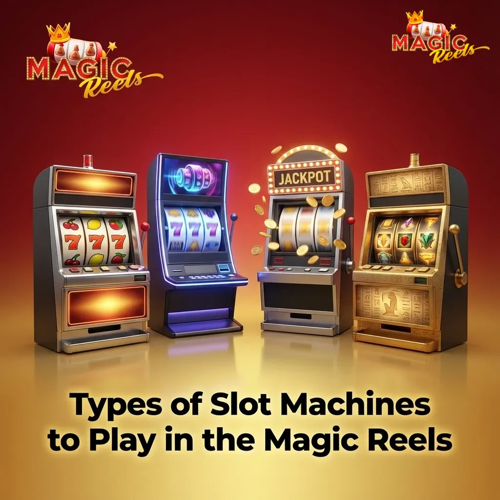 Magic Reels casino lobby screen showcasing various slot machine types and colorful game icons