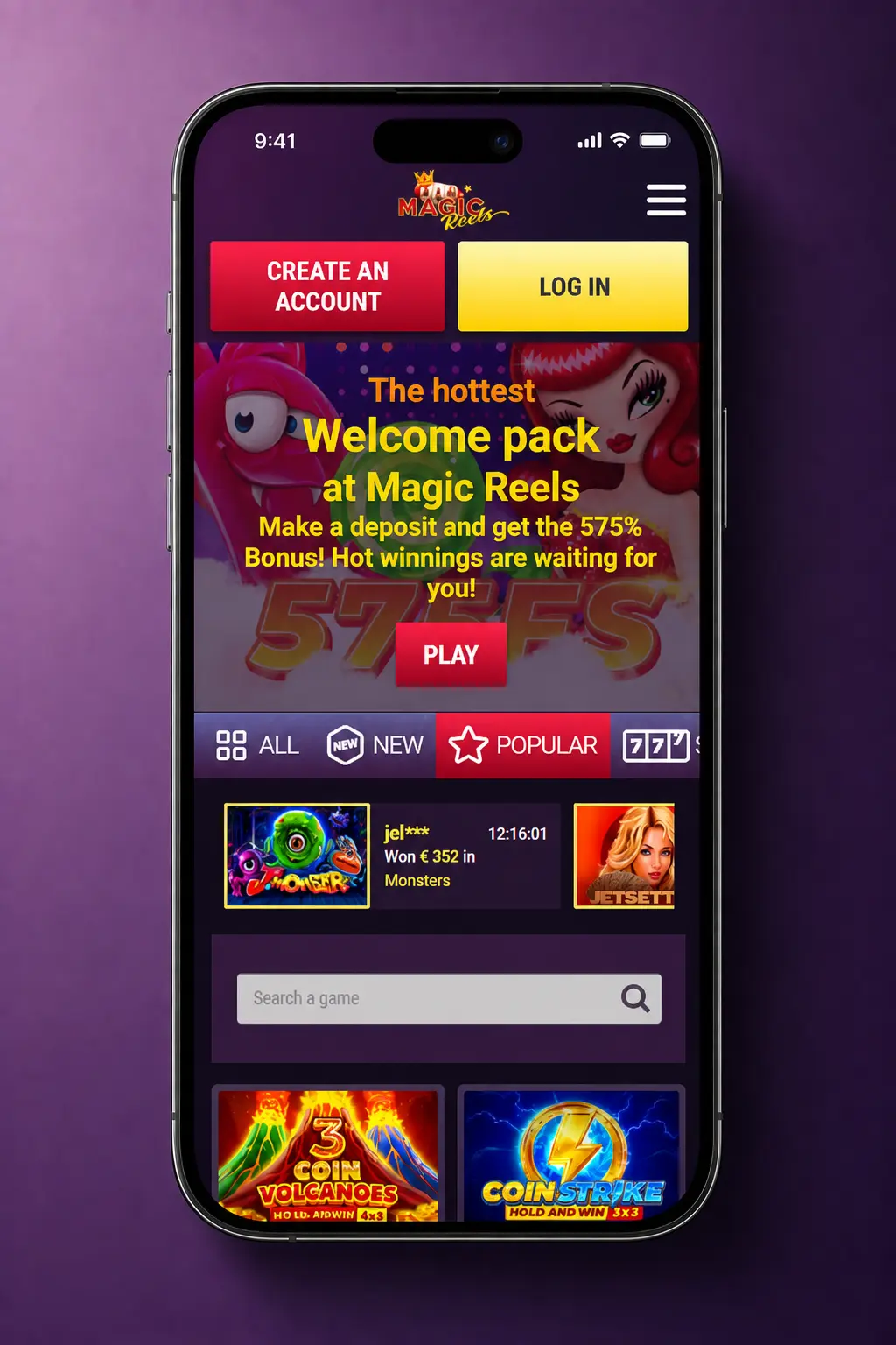 Magic Reels Casino account verification process showing KYC steps for identity and address document submission