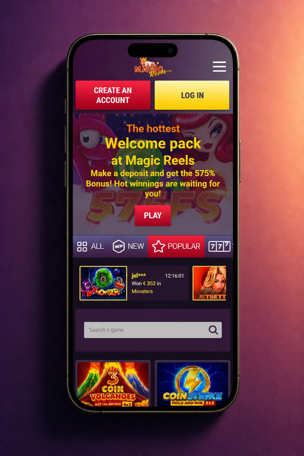 Step-by-step guide on how to place a sports bet at Magic Reels Casino, from login to bet confirmation