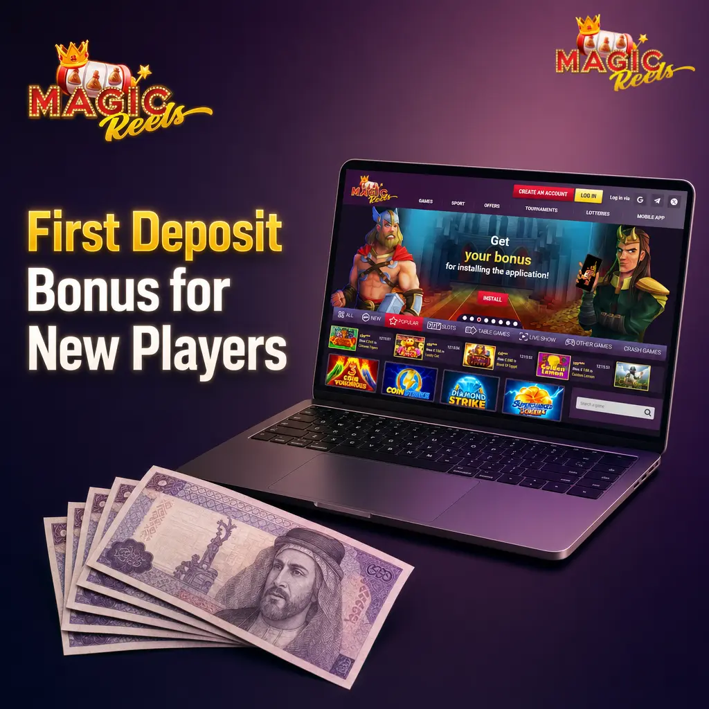 Magic Reels Casino tiered welcome bonus for new UK players, 200% on deposits from EUR 20 with x45 wagering requirement