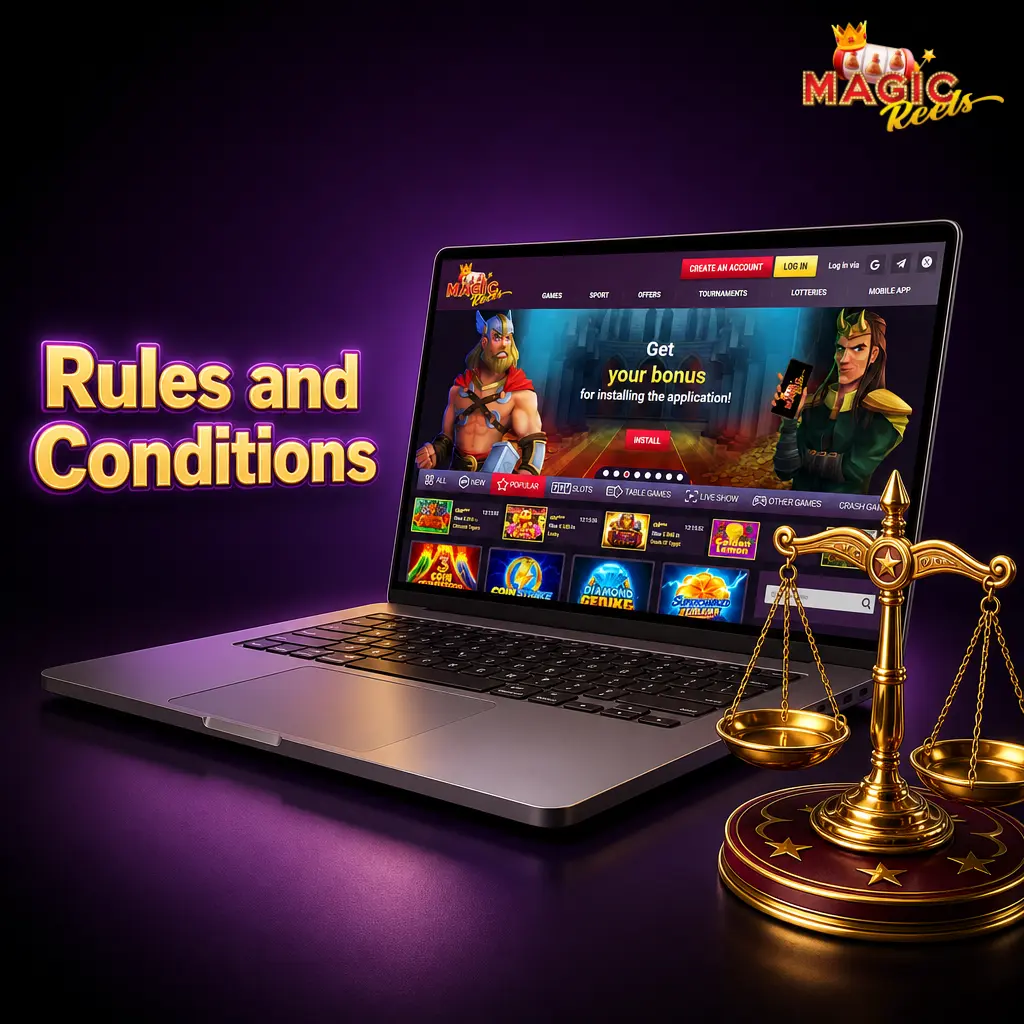 Magic Reels Casino terms and conditions covering age, accounts, bonuses, restricted countries, and withdrawal verification for UK players