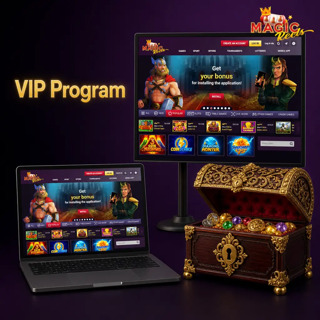 Magic Reels Casino VIP loyalty programme tiers: Bronze, Silver, Gold, and Platinum rewards for consistent players