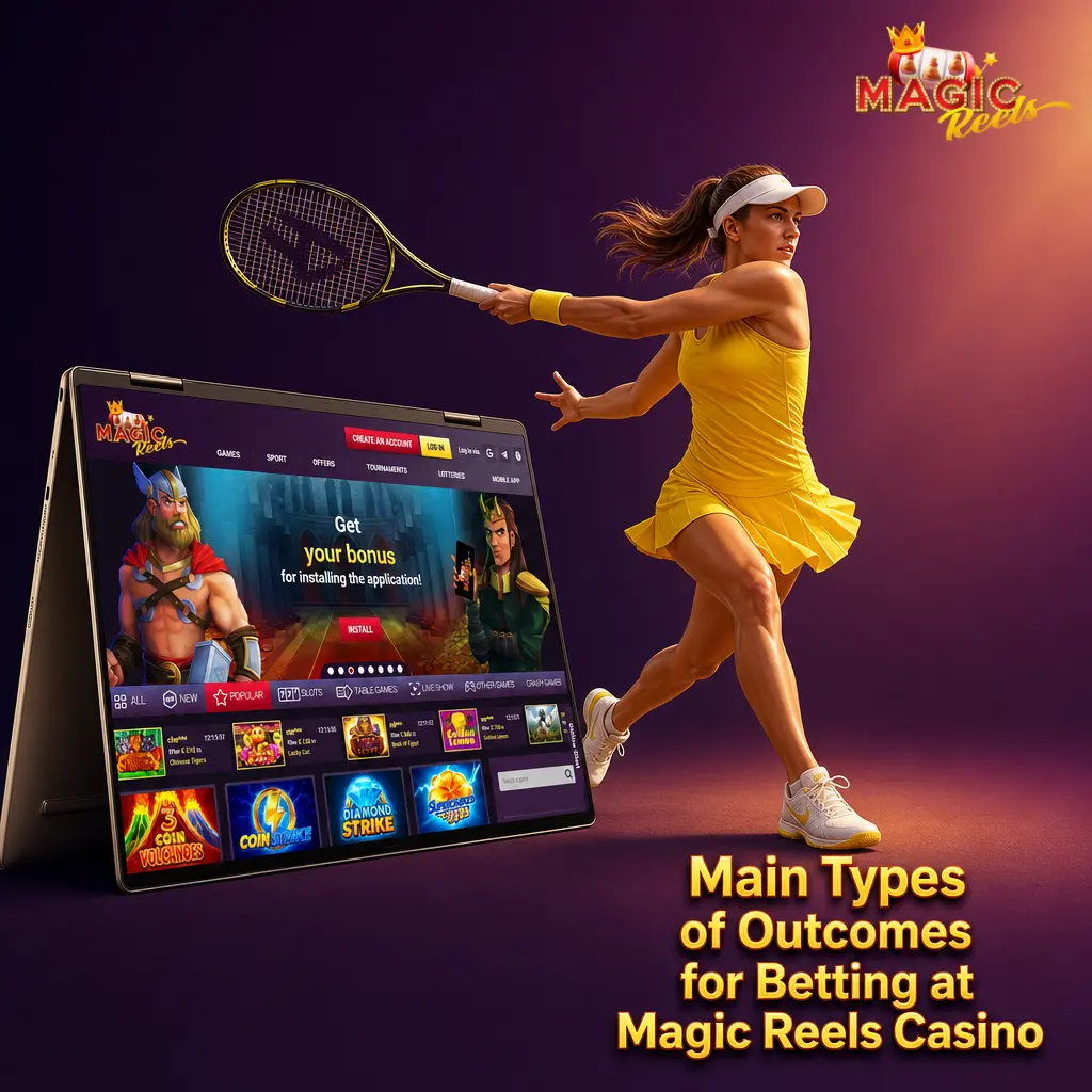 Main betting outcome types at Magic Reels Casino including 1X2, Double Chance, Totals, Handicap, and BTTS markets
