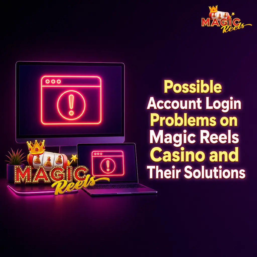 Magic Reels Casino login problems and solutions table covering password reset, verification, and account issues