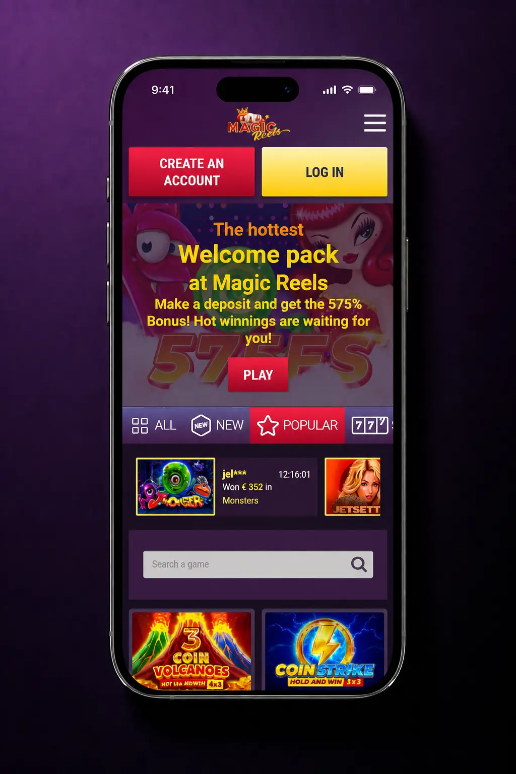 Magic Reels Casino app withdrawal process showing steps to access cashier, select payment method and confirm funds